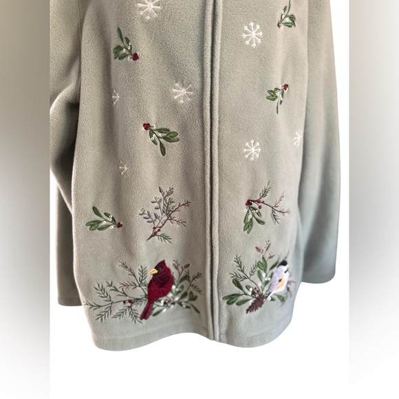 CROFT & BARROW Zip Up Fleece Embroidered Jacket Size 1X - Picture 2 of 9
